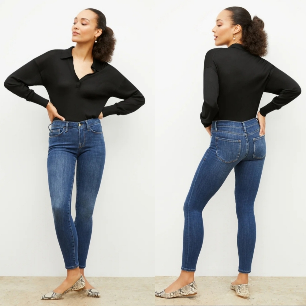 Frame "Le Skinny De Jeanne" Mid-rise Ankle Length Blue Jean | Women's Size 28